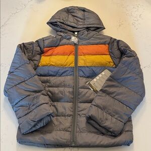 Ixtreme Boys Retro Stripe Quilted Hooded Puffer Jacket